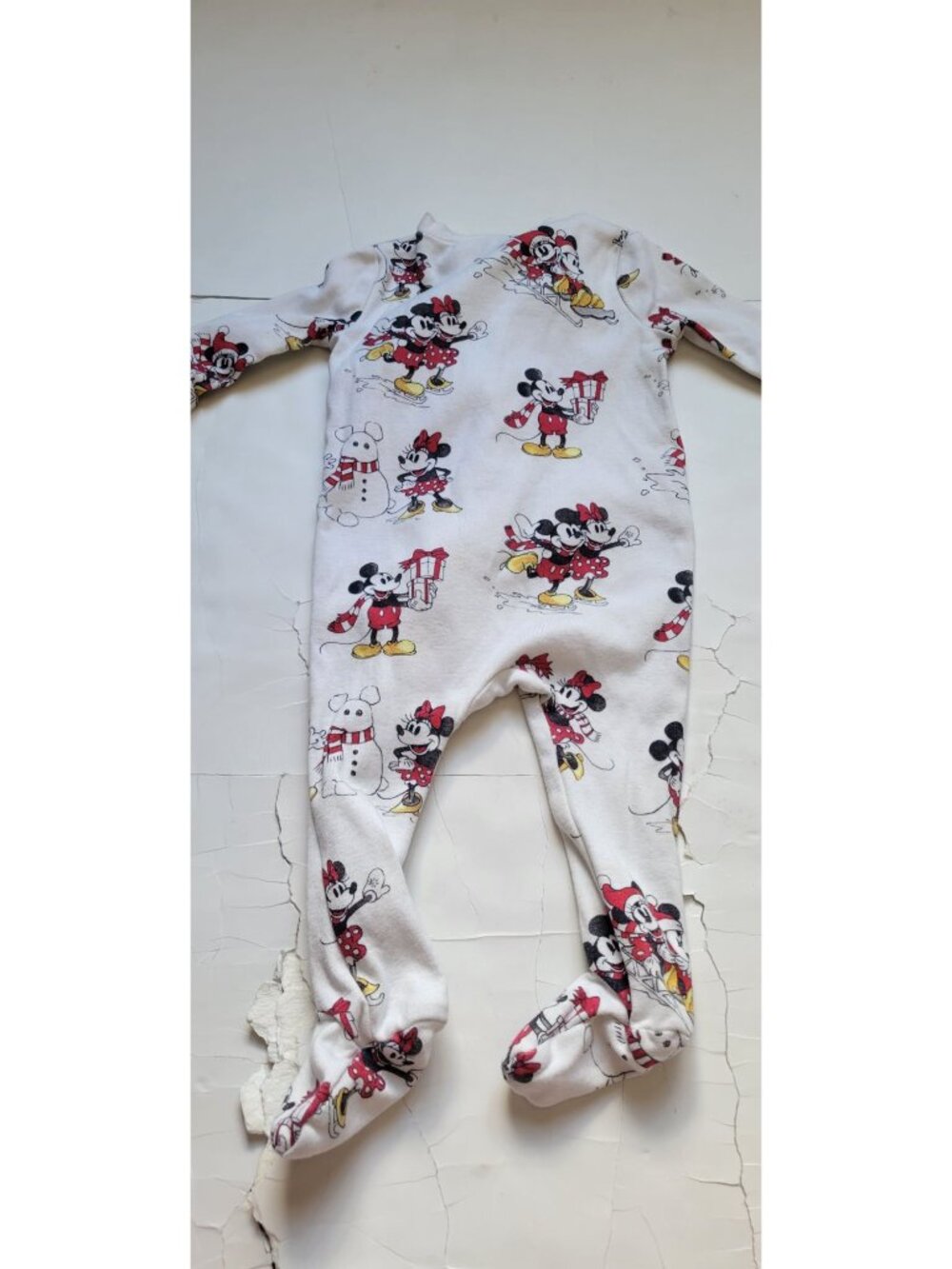 Pottery Barn Kids Disney Mickey Mouse Holiday Organic Cotton Pajama footed - Picture 6 of 6
